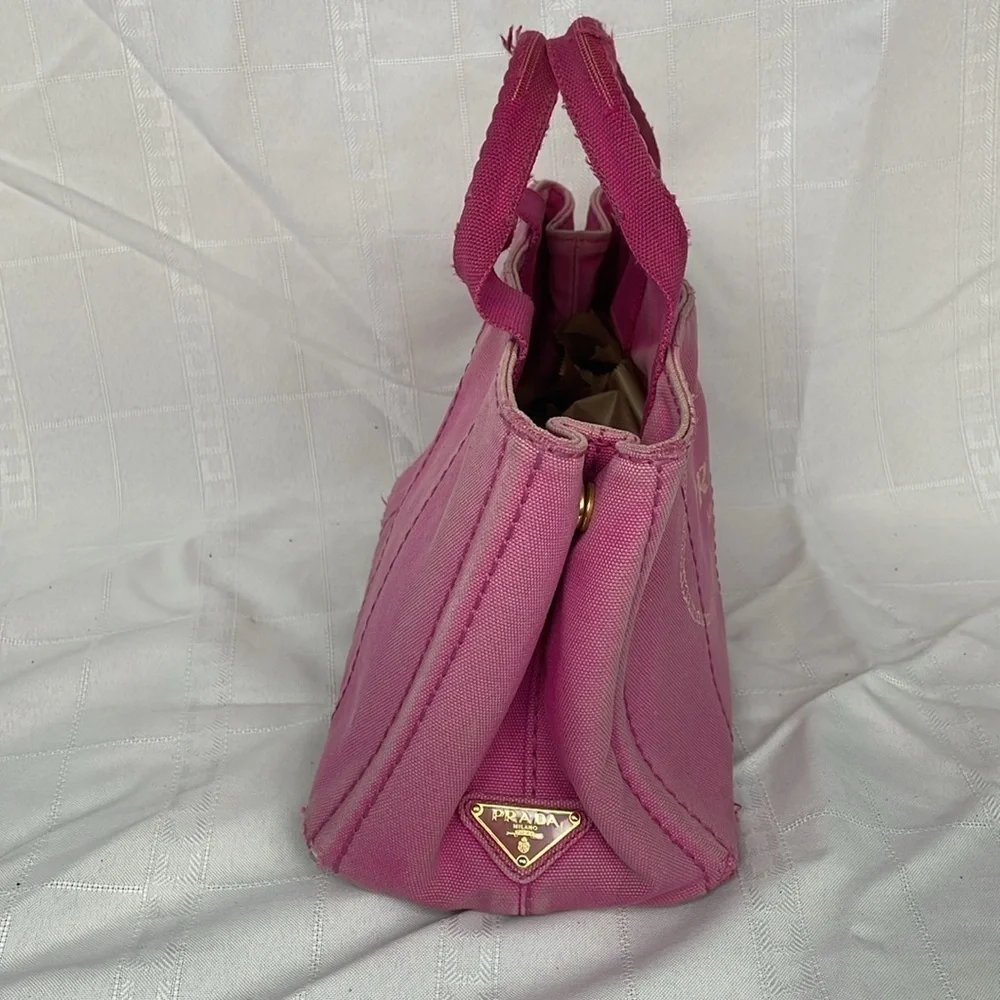 Prada Pink Canapa Tote Handbag Designer Logo Spring